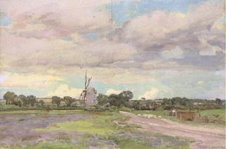 Alfred William Parsons, R.A., P.R.W.S. - Landscape With A Windmill