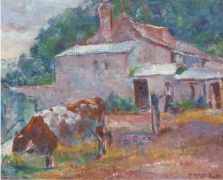 Alfred Wolmark - Cow In A Farmyard