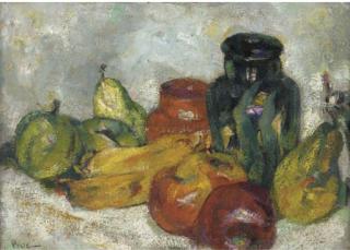 Alfred Wolmark - Still life of fruit and vases