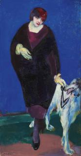 Alfred Wolmark - The artist\'s wife with Afghan hound (Babs and dog)