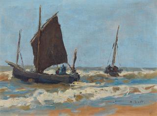 Alfred Zoff - Anlandende Segelschiffe