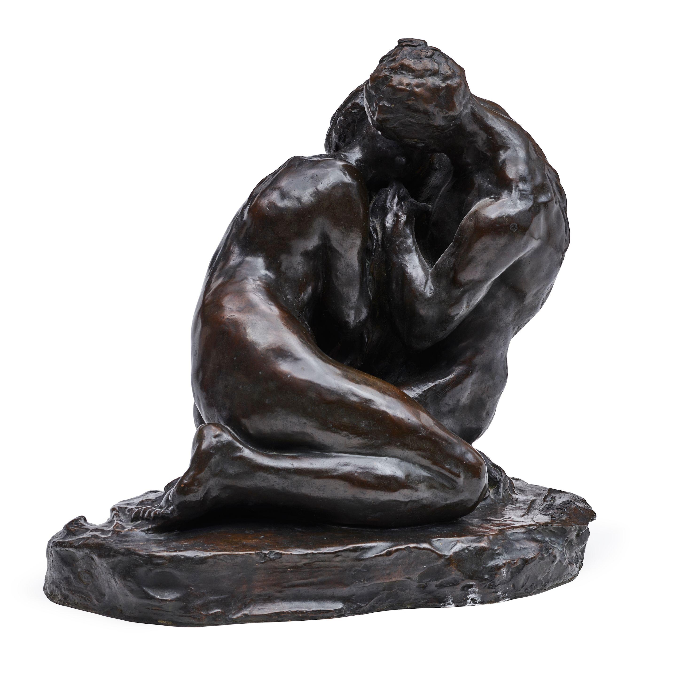 Alfredo Pina - A French Patinated Bronze Figural Group: The Kiss