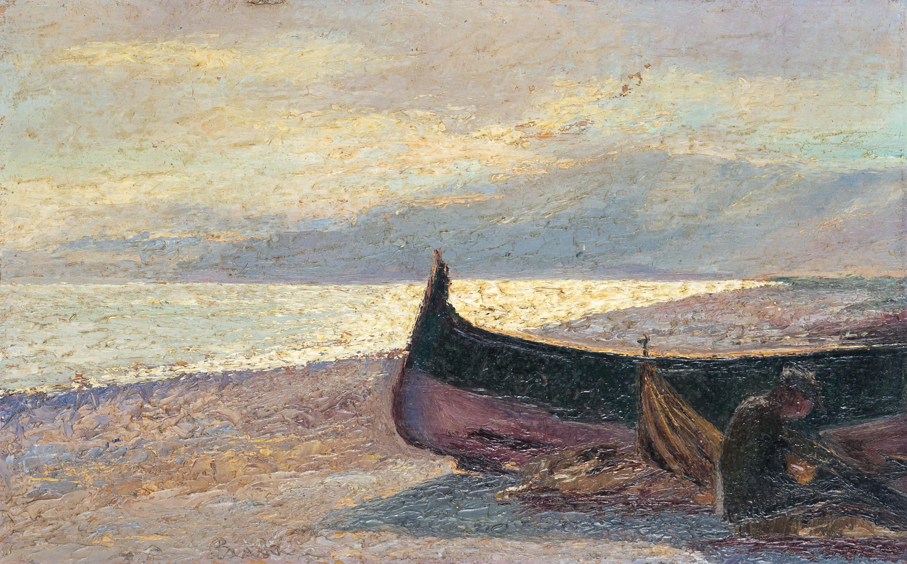 Alfredo Prosa - Marina con pescatore