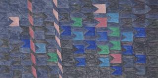 Alfredo Volpi - Bandeirinhas horizontais com mastros (No. 1337)