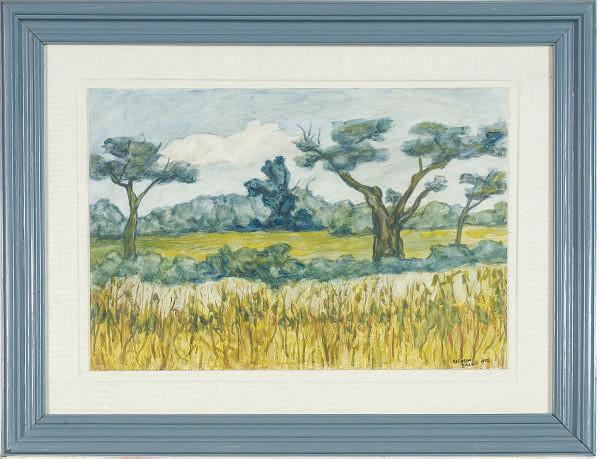 Alfredo Zalce - Landscape with trees receding in the distance