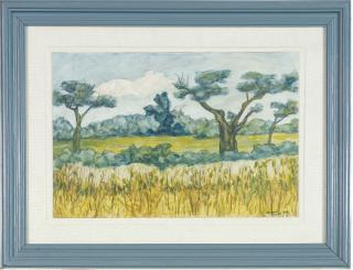 Alfredo Zalce - Landscape with trees receding in the distance