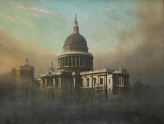 Algernon Cecil Newton R.A. - St Paul\'s Rising out of the Fog
