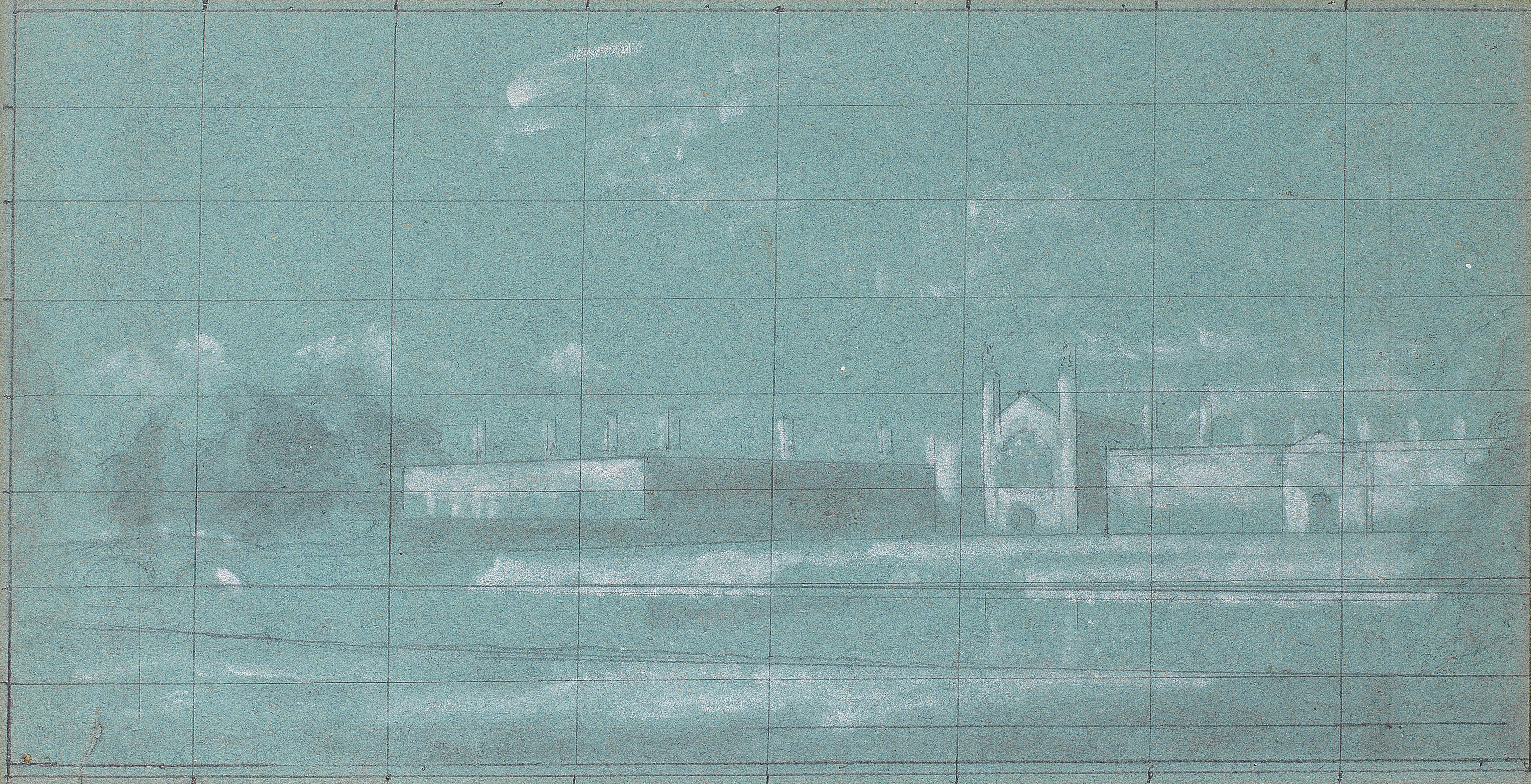 Algernon Cecil Newton R.A. - Study for Clare College, Cambridge