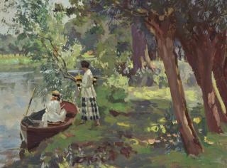 Algernon Mayon Talmage, R.A., R.O.I., R.W.A., A.R. - The River Bank