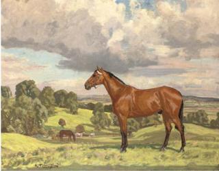 Algernon Talmage, R.A., H.R.B.A., H.R.O.I. - Hunters Grazing In An Extensive Landscape