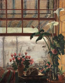 Alice Boyd - The Thames from Cheyne Walk, probably a view from Belle Vue House
