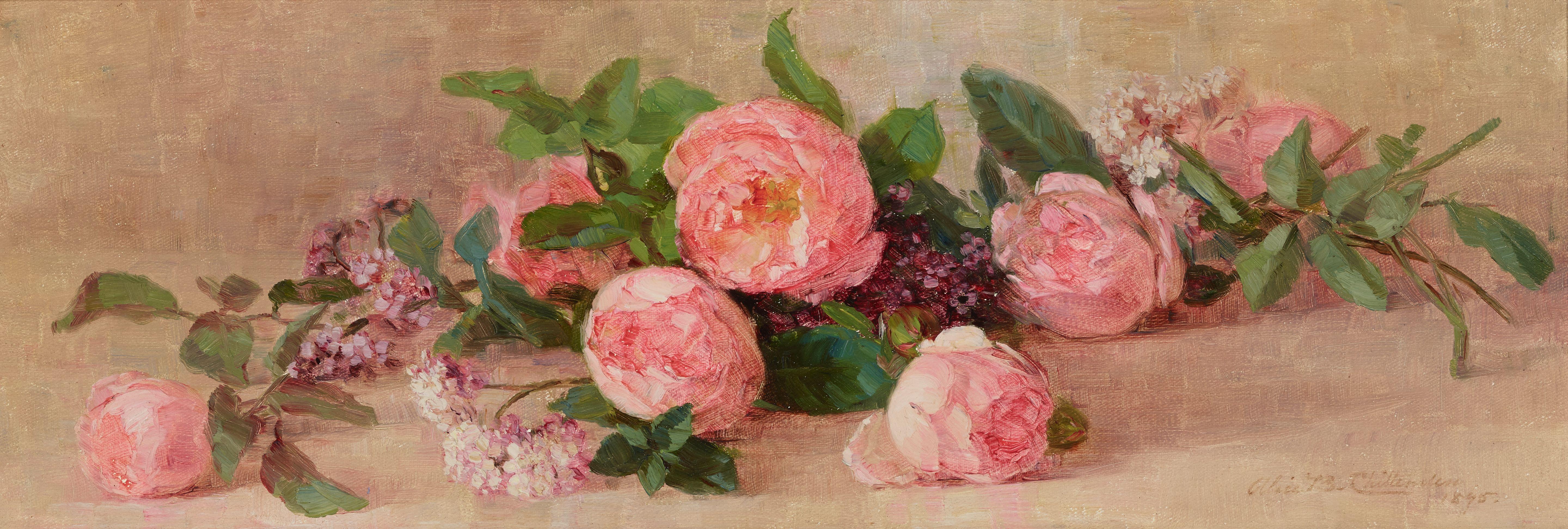 Alice Brown Chittenden - A Still Life With Roses And Lilac