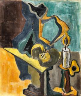 Alice Halicka - Nature morte avec pichet, pomme, bougie, circa 1912