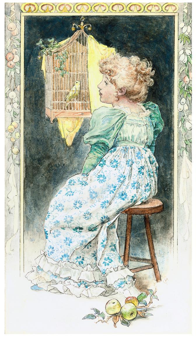 Alice Havers - The artist\'s daughter, Lilian Morgan, singing to a canary