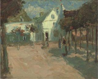 Alide Goldschmitt - Brittany Figures In A Town Square; And Three Others By The Same Hand