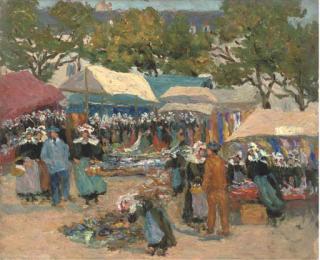 Alide Goldschmitt - Fabric Market, Brittany; And Four Others By The Same Hand