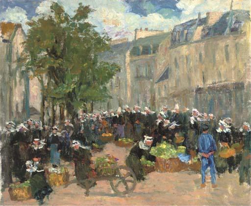 Alide Goldschmitt - Flower Market, Brittany; And Four Others By The Same Hand