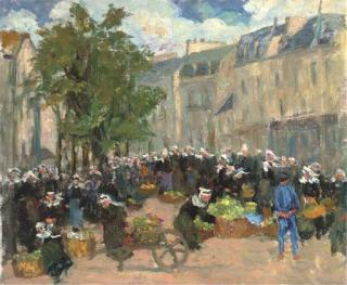Alide Goldschmitt - Flower Market, Brittany; And Four Others By The Same Hand