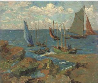 Alide Goldschmitt - Shipping Boats Off The Coast; And Four Others By The Same Hand