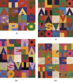 Alighiero Boetti - (i) Dare tempo al tempo (ii & III) Talvolta sole, talvolta luna (iv) Attirare l\'attenzione