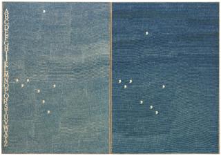 Alighiero Boetti - Non Parto Non Restoblu Pen On Paper Laid On Canvas, 2 Elements. Executed In 1981 Circa
