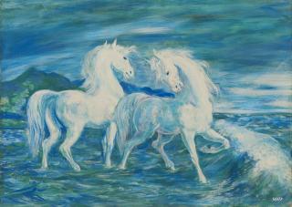 Aligi Sassu - I due cavalli dei Dioscuri