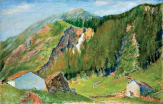 Aligi Sassu - Paesaggio della Valchiavenna