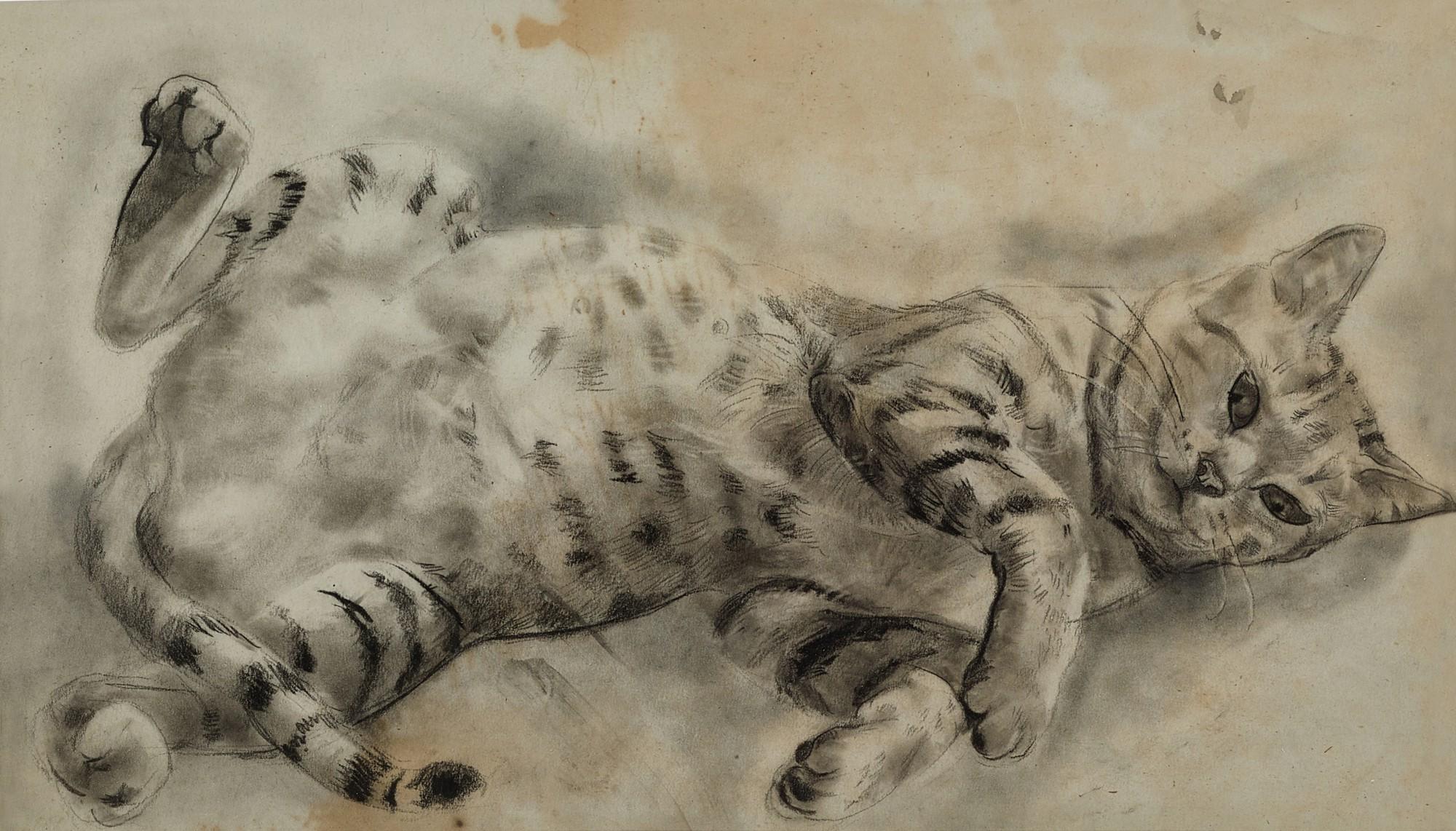 Alix Aymé - Chat sur le dos (Cat on its back) | 躺著的貓