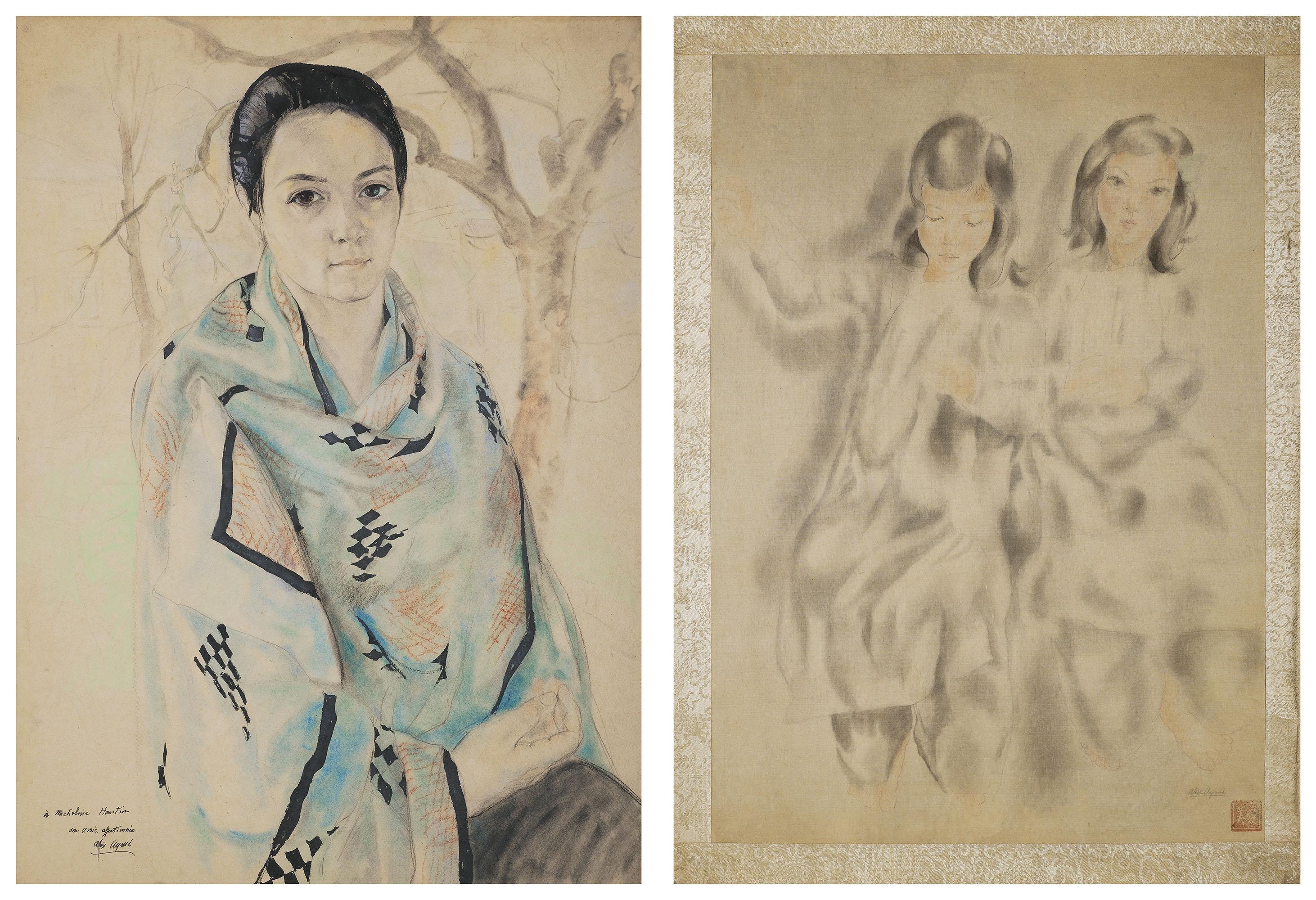 Alix Aymé - Portrait Of A Lady; & Two Young Girls