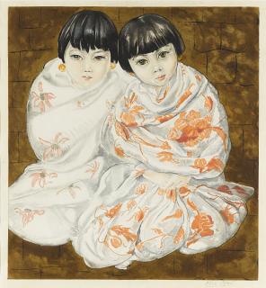 Alix Aymé - Portrait Of Two Young Vietnamese Girls