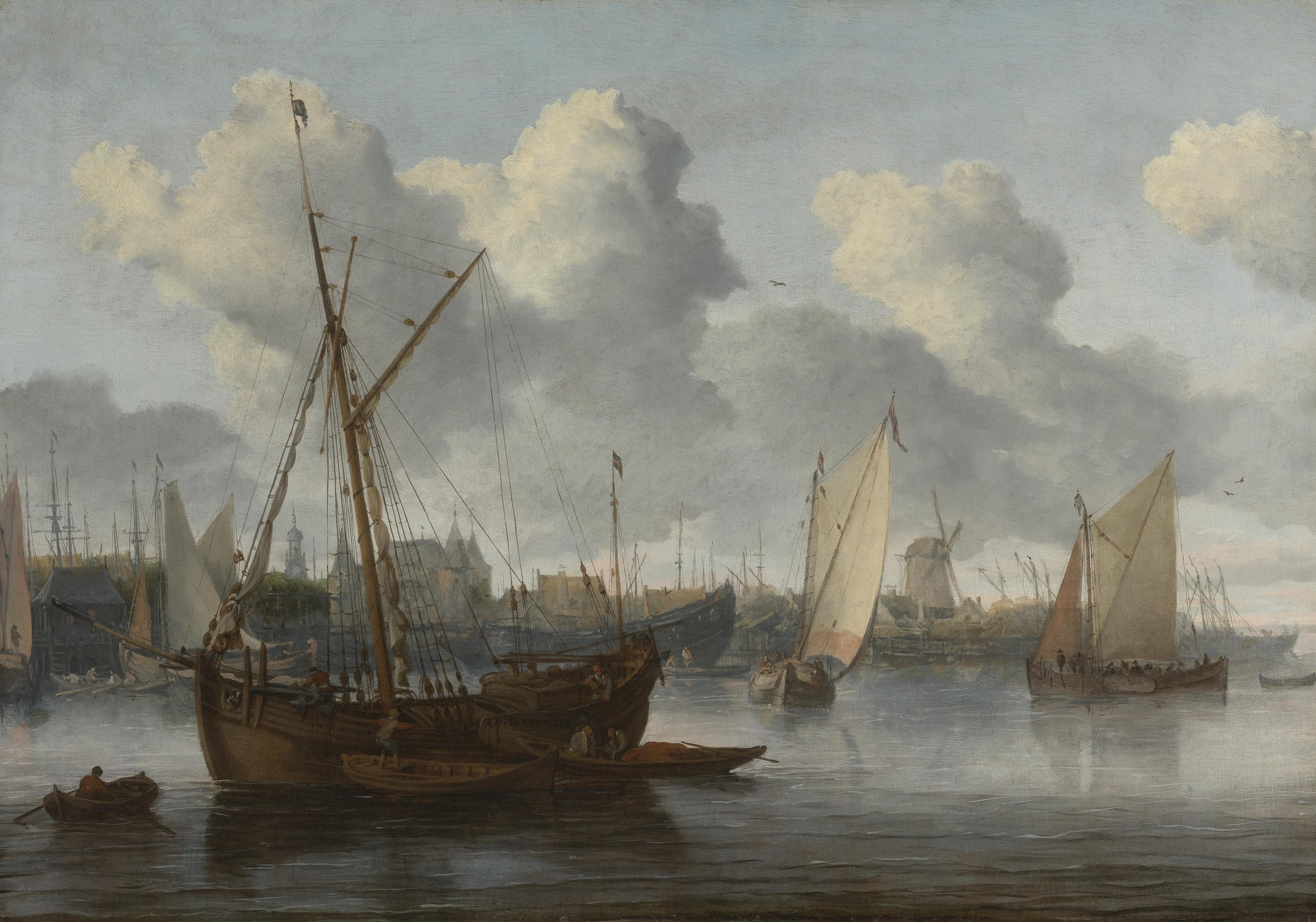 Allaert Van Everdingen - Fishing Boats In A Harbor     