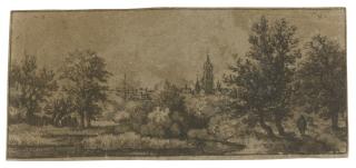 Allaert van Everdingen - Wooded Landscape With City Rooftops In The Distance