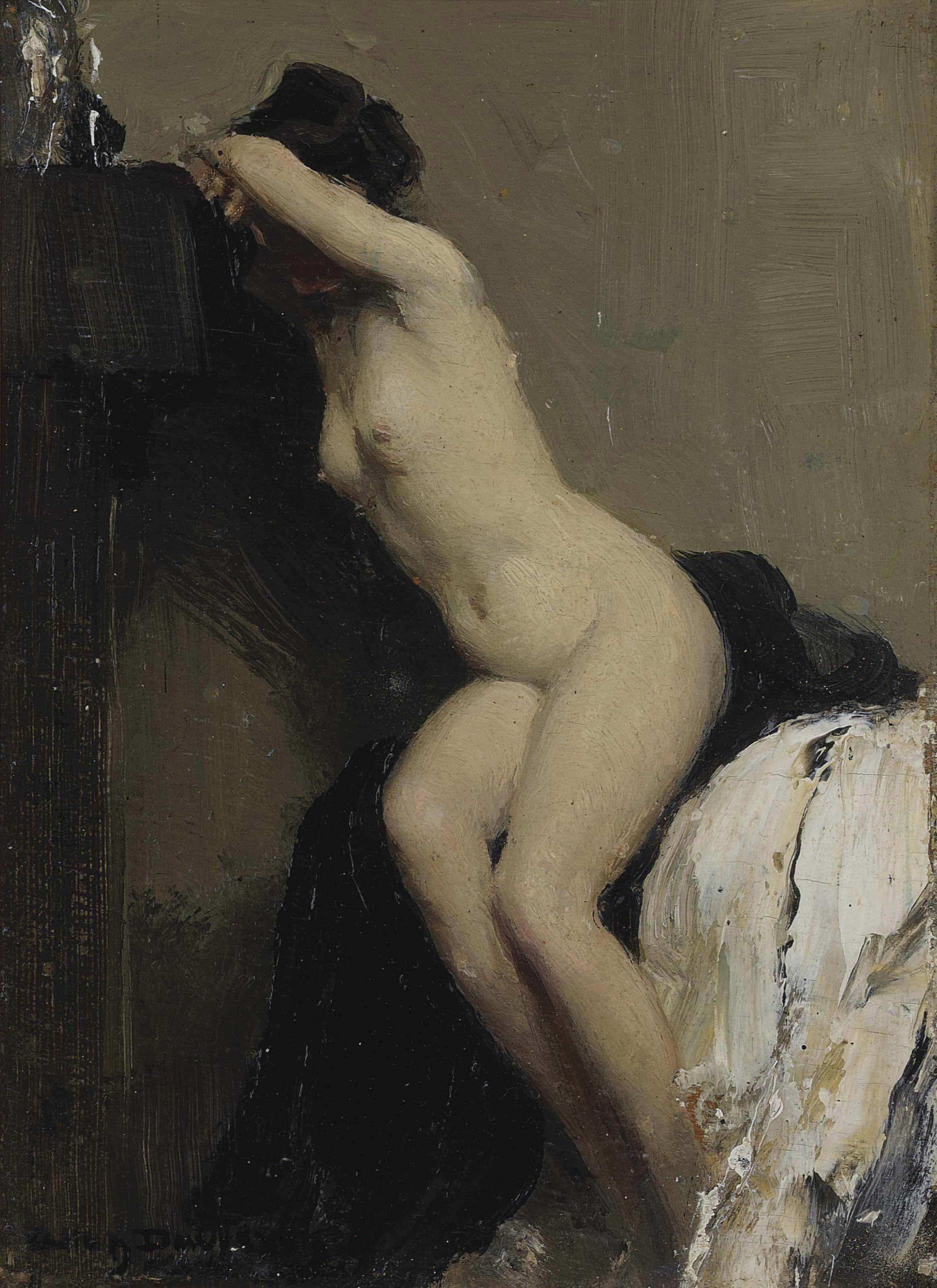 Allan Douglas Davidson, R.O.I. - Seated female nude