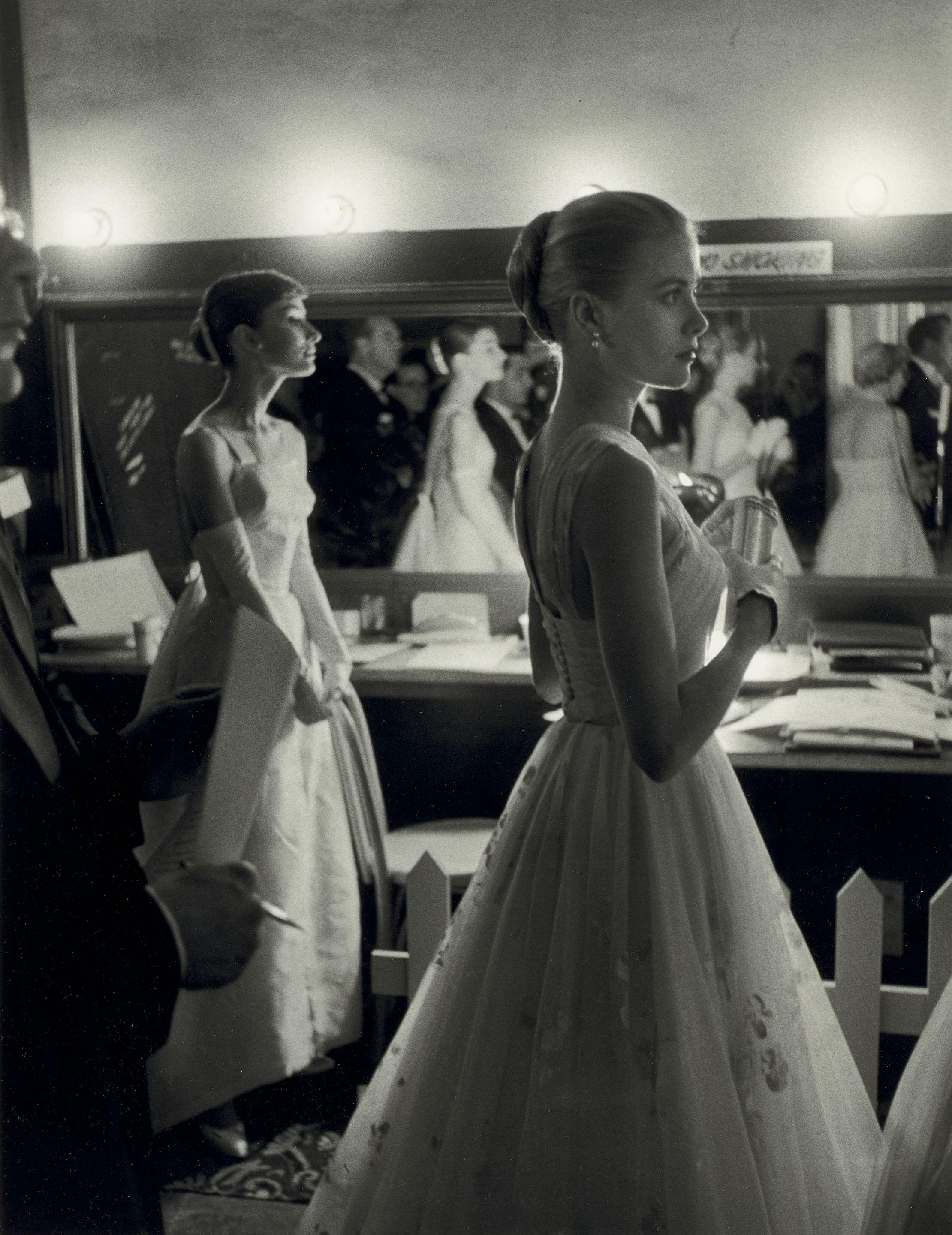 Allan Grant - Audrey Hepburn and Grace Kelly Backstage during the 28th Annual Academy Awards, Hollywood, California