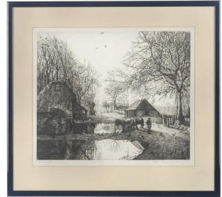 Allan Gwynne-Jones, R.A. - Horses watering in the farmyard