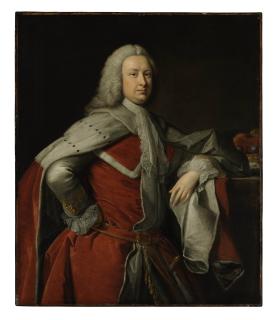 Allan Ramsay, R.A. - Portrait of a gentleman, previously identified as John Perceval, 2nd Earl of Egmont, three-quarter-length, in peer\'s robes