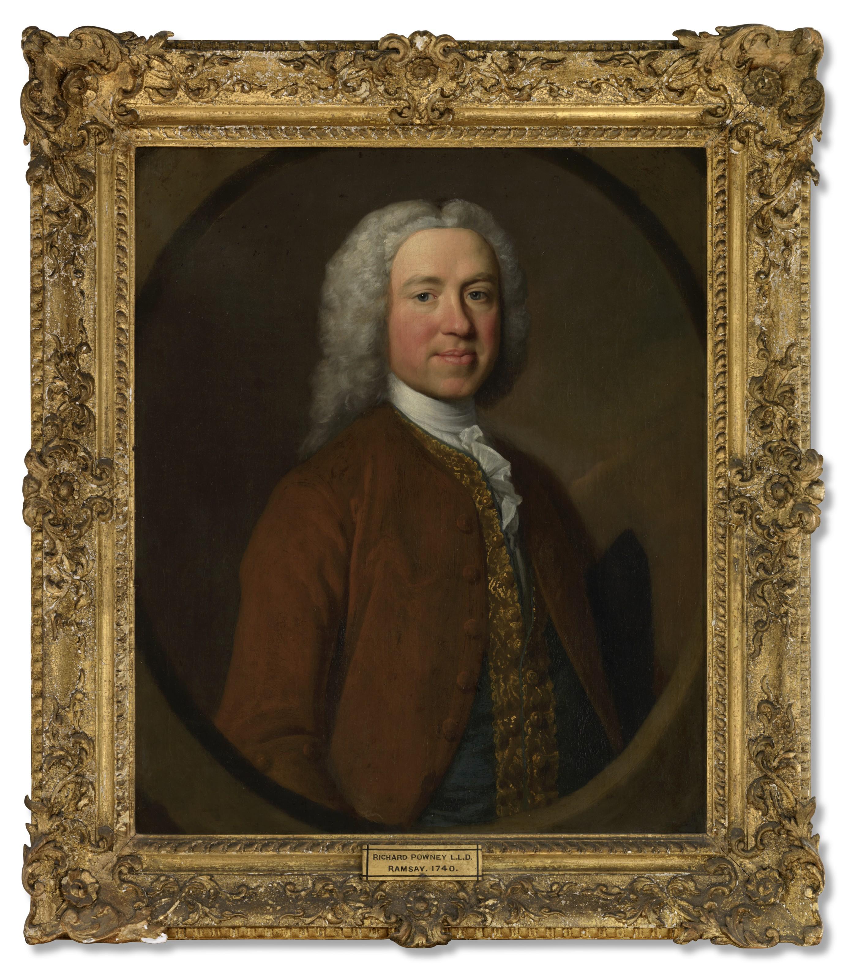 Allan Ramsay, R.A. - Portrait Of Richard Powney, D.C.L (B. C.1702), Half-Length, In A Brown Coat And Gold-Embroidered Waistcoat, In A Sculpted Cartouche