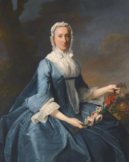 Allan Ramsay - Portrait Of Miss Finch, Three-Quarter Length, Seated, Holding A Garland Of Flowers