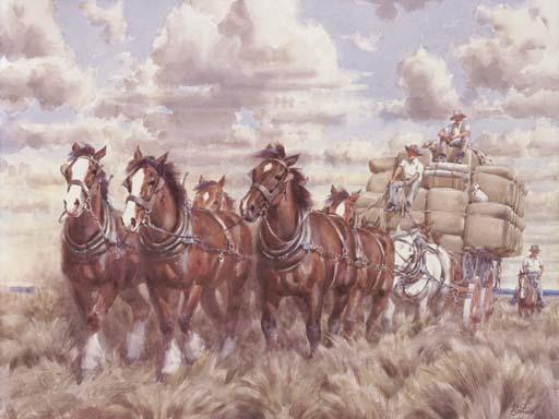 Allan Thomas Bernaldo - Draught Horses With Stockmen