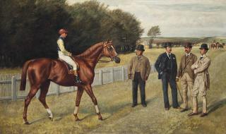 Allen Culpeper Sealy - The Racehorse Kingswood With C. Wood Up, The Trainer Sherrad And Sir G. Chetwynnd, Bart., Lord Lurgan, And Mr E.H. Benson Standing Nearby