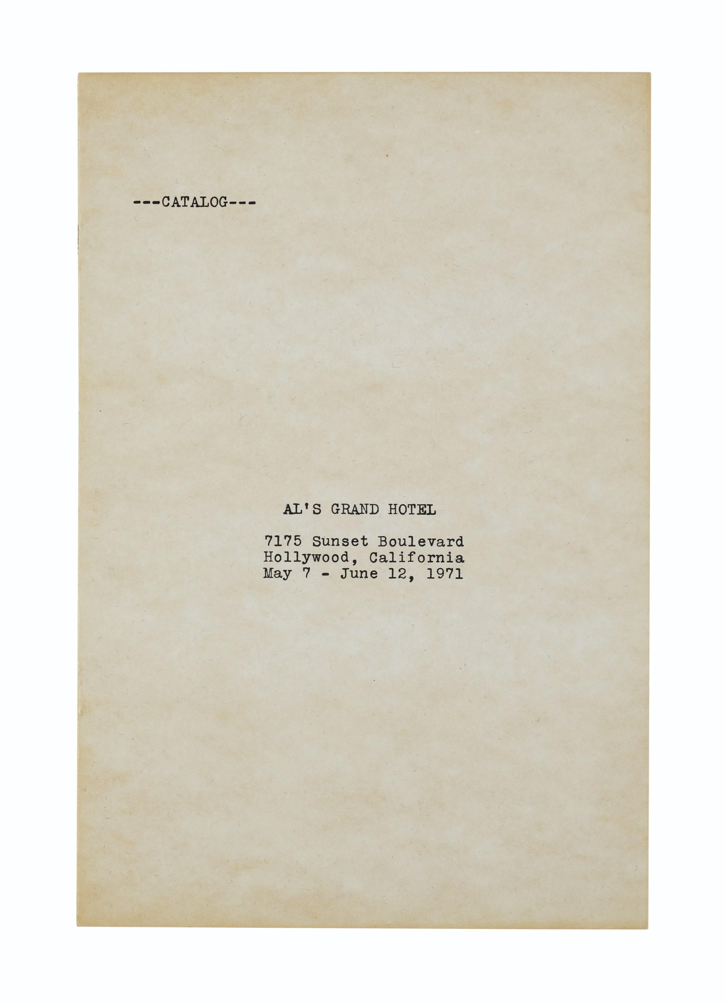 Allen Ruppersberg - Al\'s Grand Hotel: 7175 Sunset Boulevard, Hollywood, California, May 7-June 12, 1971