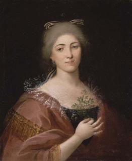 Allessandro D\'Anna - Portrait D\'Une Jeune Femme Tenant Un Feuillage