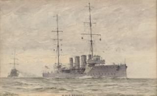 Alma Claude Burlton Cull - H.M.S. Bellona on exercise at sea (illustrated); and H.M.S. Indefatigable at sea
