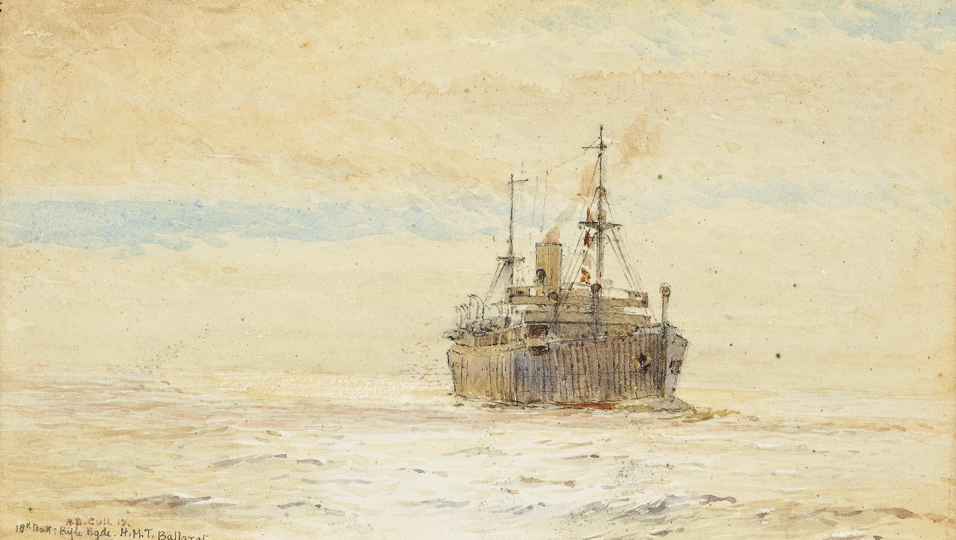 Alma Claude Burlton Cull - H.M.T. Ballarat in calm seas
