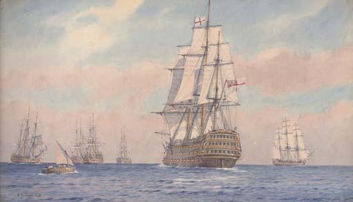 Alma Claude Burlton Cull - Nelson In H.M.S. Victory Joining The Fleet Off Cadiz Prior To The Battle of Trafalgar