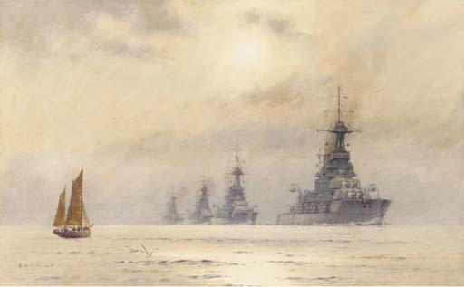 Alma Claude Burlton Cull - The 3rd Battle Squadron:  H.M.S. Iron Duke , H.M.S. Empress of India, H.M.S. Marlborough and H.M.S. Benbow