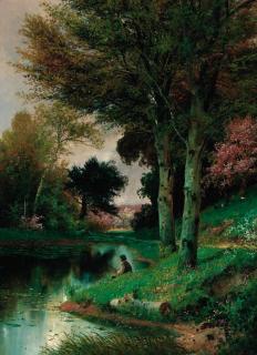 Alois Arnegger - A fisherman on the banks of a river