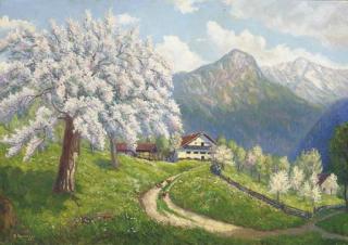 Alois Arnegger - An Alpine cottage in spring time