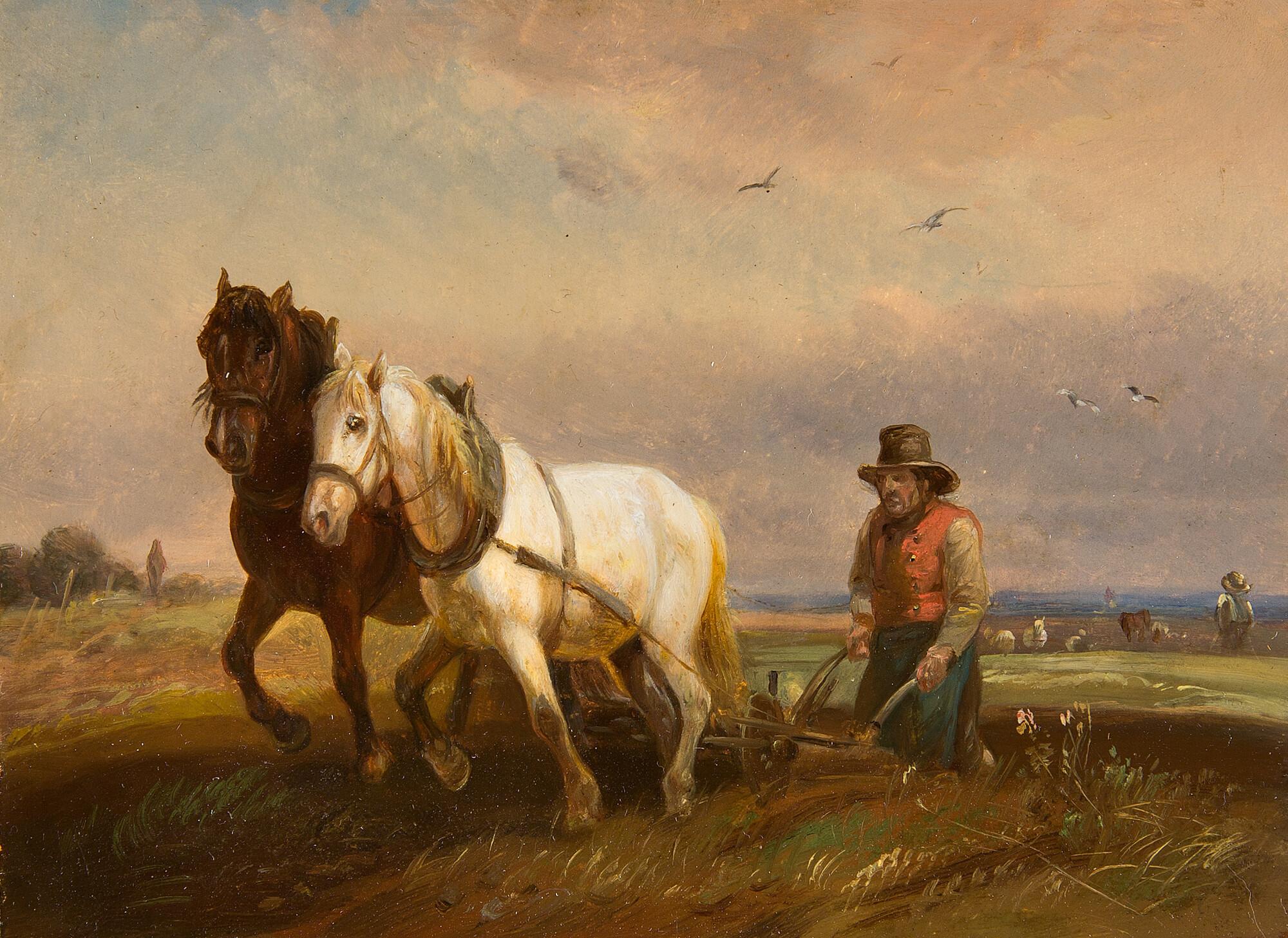 Alois Bach - Pendant: Pflügender Bauer – Das Tagwerk ist vollbracht.