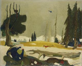 Alois Carigiet - Landschaft mit Birkhahn, 1942